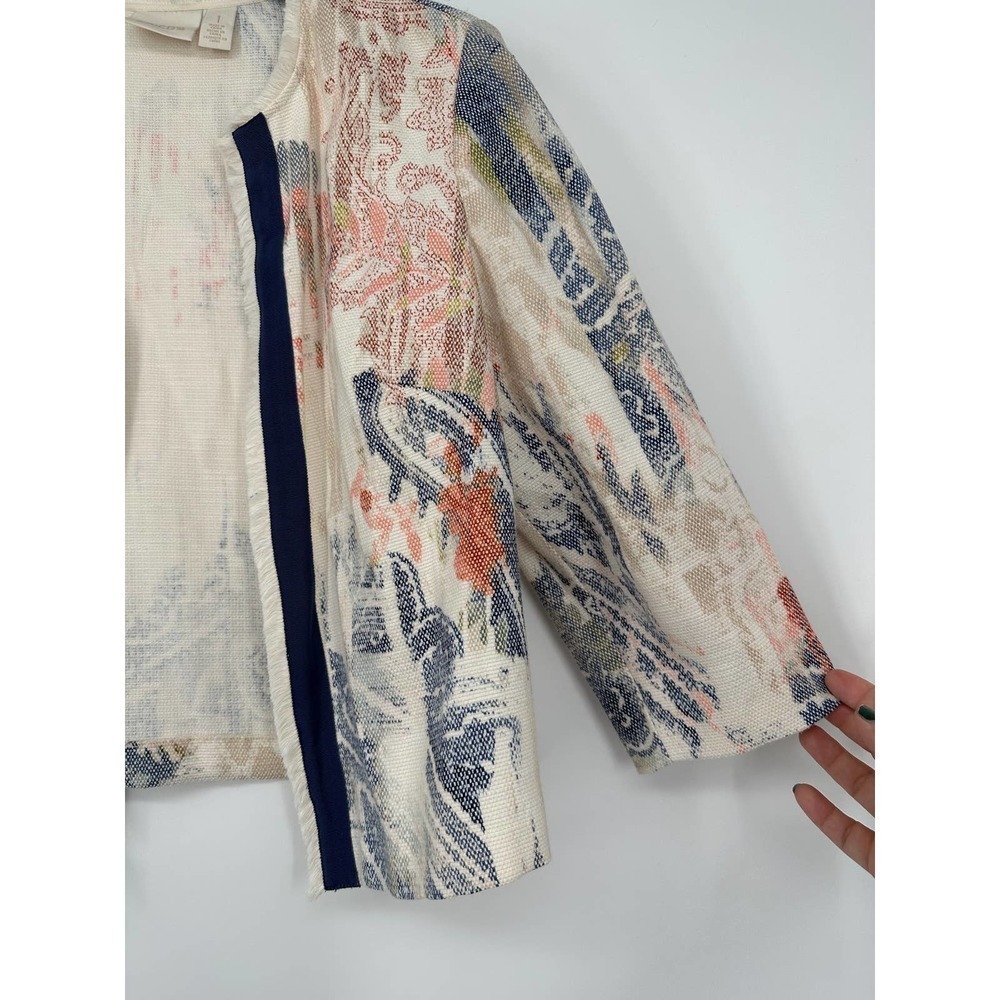Chico’s Watercolor-Print Textured Jacket women’s size M - Picture 5 of 9